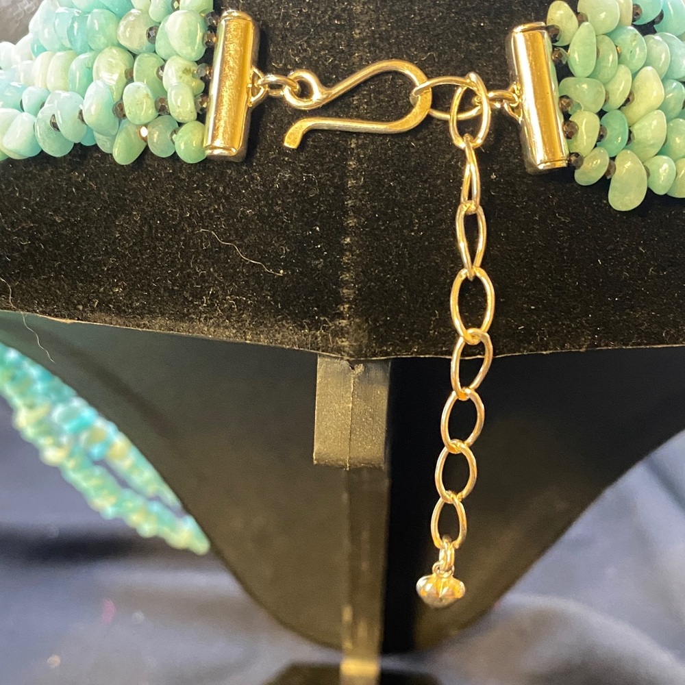 Jay King Multi Strand Amazonite Chip Necklace- sterling silver clasp - Picture 3 of 5